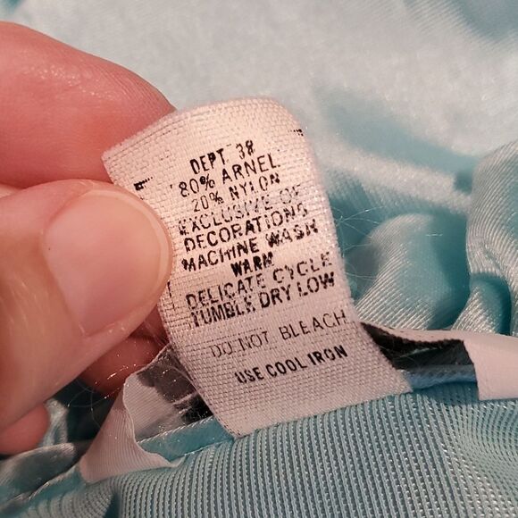 Vintage At Home Wear Sz L 16/18 Ice Blue Satin Zip Robe Ruffle Neck Pockets 1024 - Picture 10 of 10